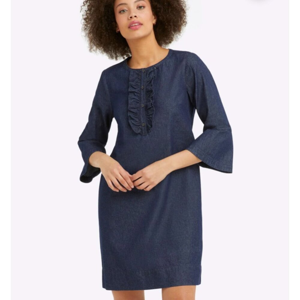 Draper James Navy Ruffle-Front Mini Dress